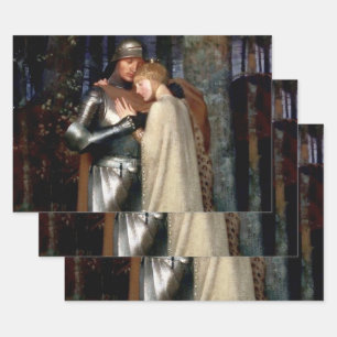 Aucassin and Nicolette Medieval Painting by Marian Wrapping Paper Sheet