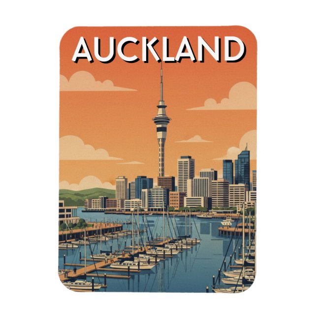 Auckland Marina New Zealand Postcard Magnet (Vertical)