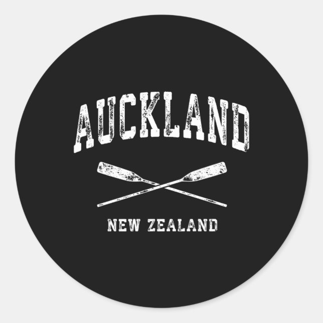 Auckland New Zealand Nautical Crossed Oars Classic Round Sticker (Front)