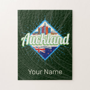 Auckland New Zealand retro skyline vintage Jigsaw Puzzle