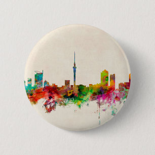 Auckland New Zealand Skyline 2 Inch Round Button
