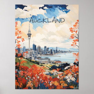Auckland New Zealand Travel Art City Aesthetic Poster
