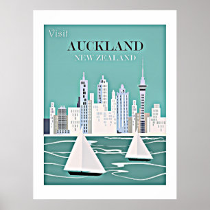 Auckland, New Zealand travel poster