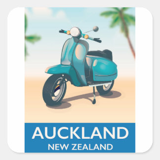 Auckland new zealand travel poster square sticker