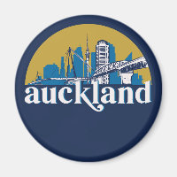 Auckland New Zealand Vintage City Skyline