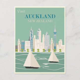 Auckland New Zealand Vintage Travel Postcard