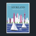 Auckland New Zealand Vintage Travel Postcard<br><div class="desc">Anyone would love to receive this vintage travel postcard featuring a retro illustration of Auckland, New Zealand!</div>