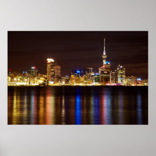 Auckland Night Cityscape Poster