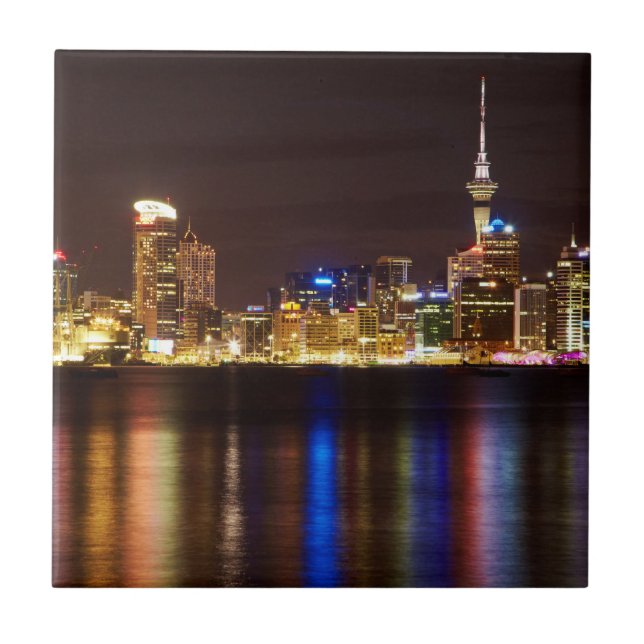 Auckland Night Cityscape Tile (Front)