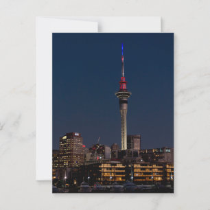 Auckland night light, Sky Tower, Postcard