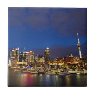 Auckland Night Skyline Tile