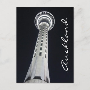 auckland sky tower night postcard