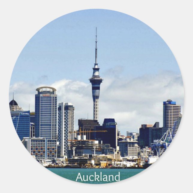Auckland Skyline Classic Round Sticker (Front)
