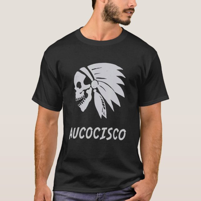 Aucocisco Native American Indian Born Freedom Evil T-Shirt (Front)