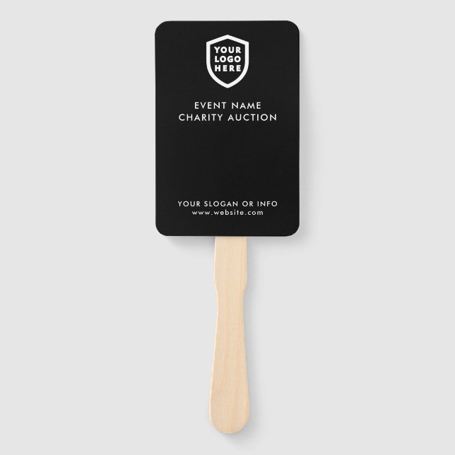Auction Paddle | Charity Event Bid Modern Logo Han Hand Fan (Front)