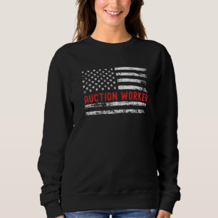 Auction Worker USA Flag Profession Retro Job Title Sweatshirt