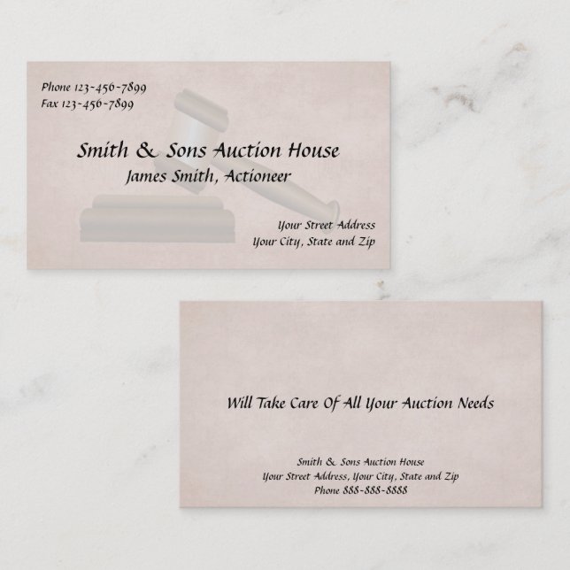 Auctioneer Judge Business Card (Front/Back)