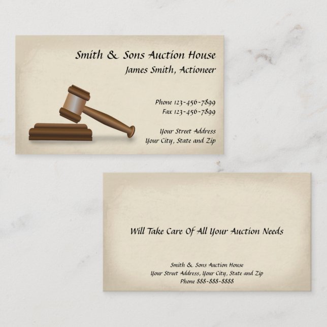 Auctioneer Judge Business Card (Front/Back)