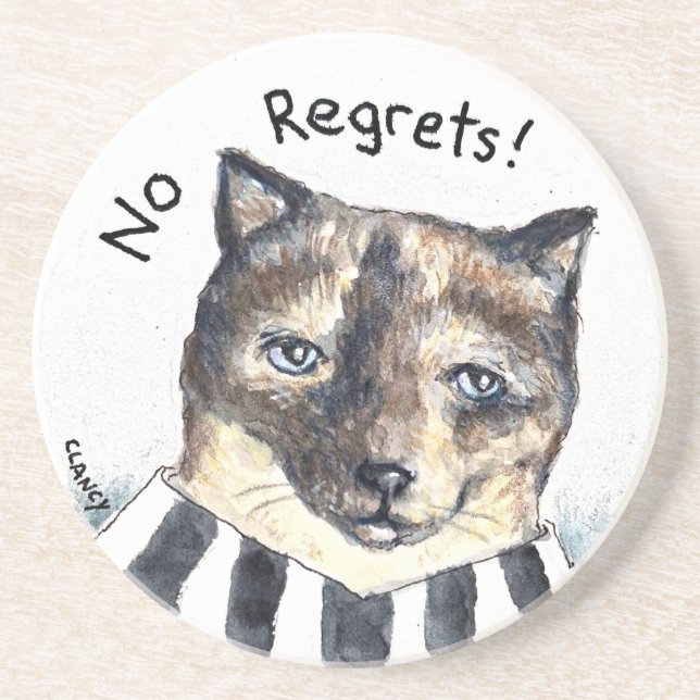 Aucun dessous de verre en pierre de chat Regrets (Devant)