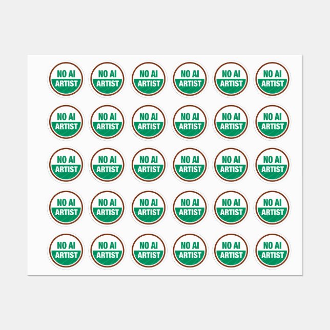 Aucun Étiquette de certification AI Art (Feuille)