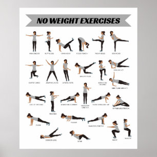 Aucun exercice de poids Poster de fitness - Gris