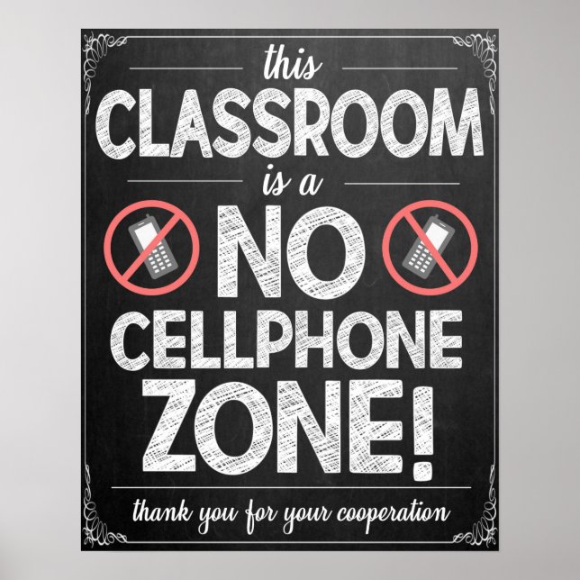 Aucun téléphone portable autorisé Poster en classe (Devant)