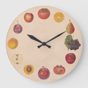 Aucune horloge murale de fruits de cru de nombres