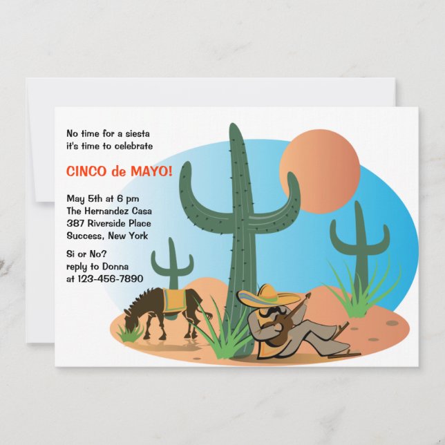 Aucune sièste c'est invitation de Cinco De Mayo (Devant)