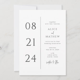 audacieuse date minimaliste faire-part de mariage 