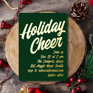 Audacieuse Gold Holiday Cheer Party Invitation