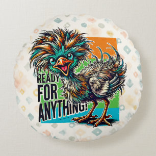 Audacious Avian Round Pillow