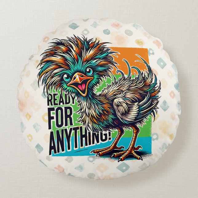 Audacious Avian Round Pillow (Front)