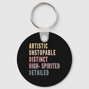 Audhd Autism Adhd Autistic Spectrum Neurodiversity Keychain