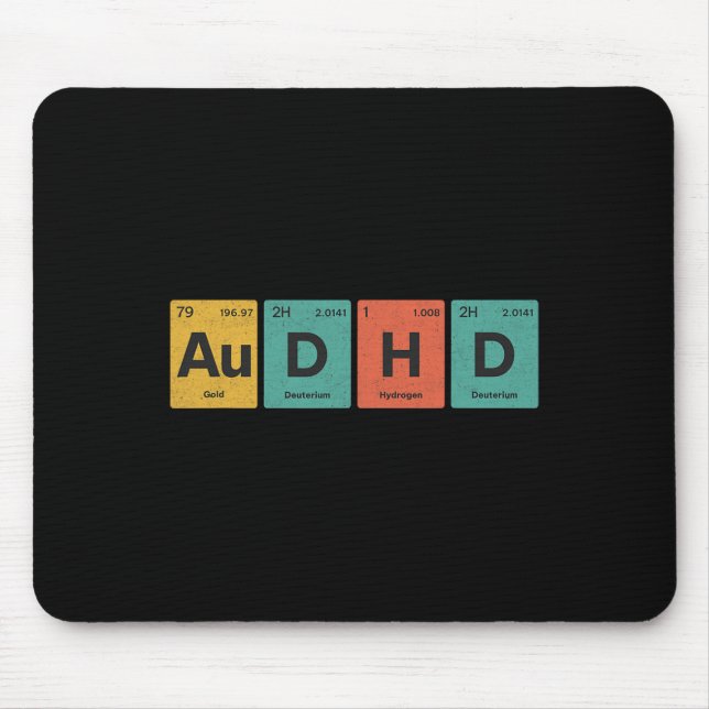Audhd Periodic Table Autism+adhd For Nerds Retro D Mouse Pad (Front)