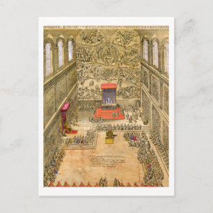 Audience Chapel at the Vatican (colour engraving) Postcard