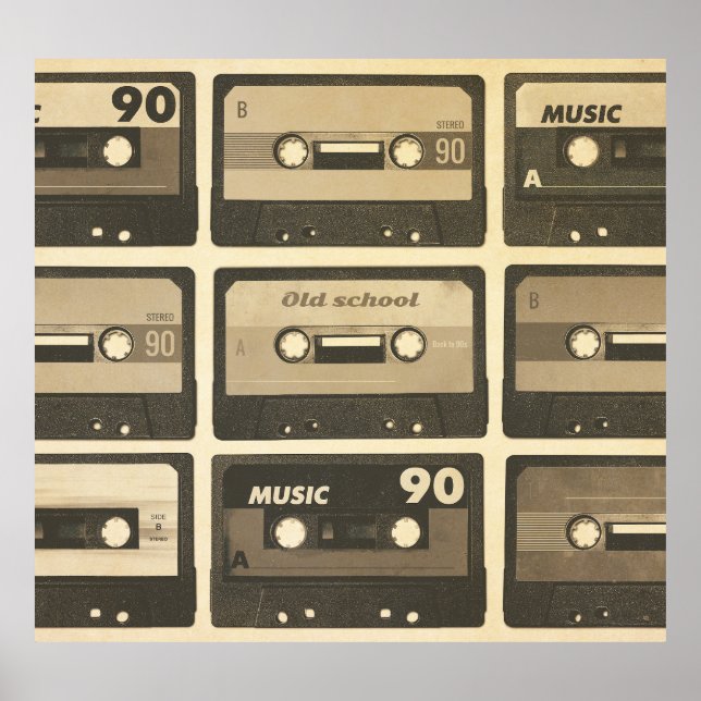 Audio Cassette, Retro Poster Hip-Hop. (Devant)