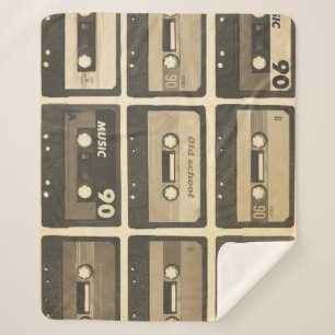 Audio Cassette, Retro Poster Hip-Hop. Sherpa Blanket