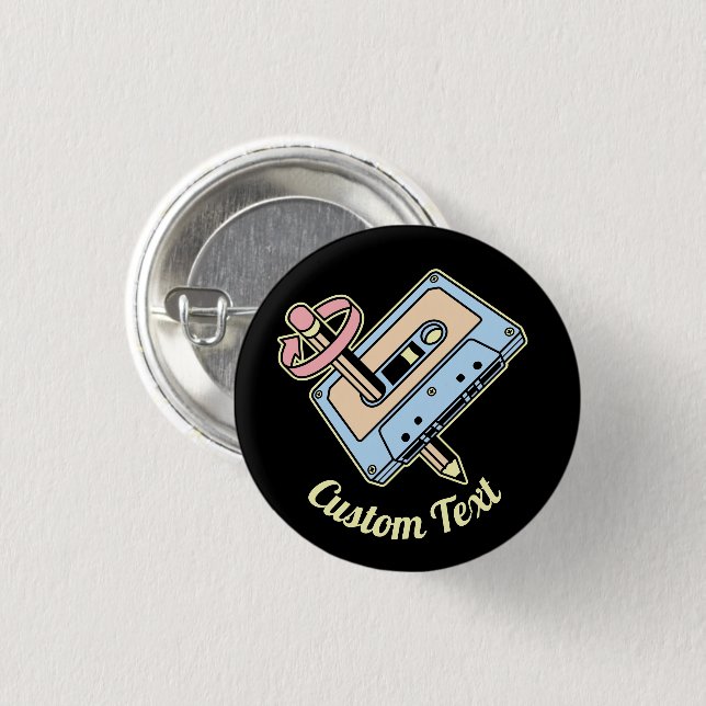 Audio Cassette with Pencil 1 Inch Round Button (Front & Back)