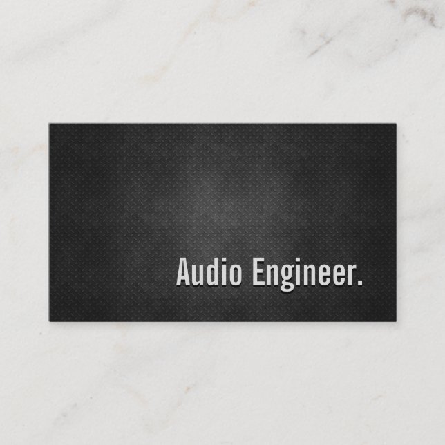 Audio Engineer Cool Black Metal Simplicity Business Card (Front)