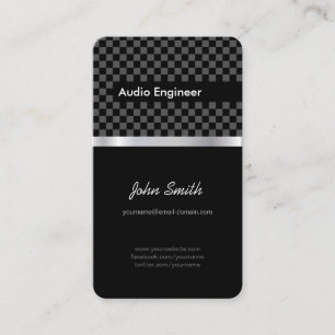 Audio Engineer - Elegant Black Silver Squares Business Card