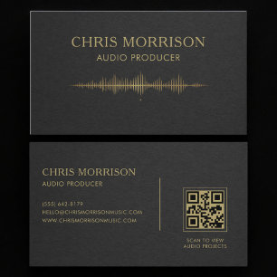 Audio Producer Black Gold QR Code Business Card