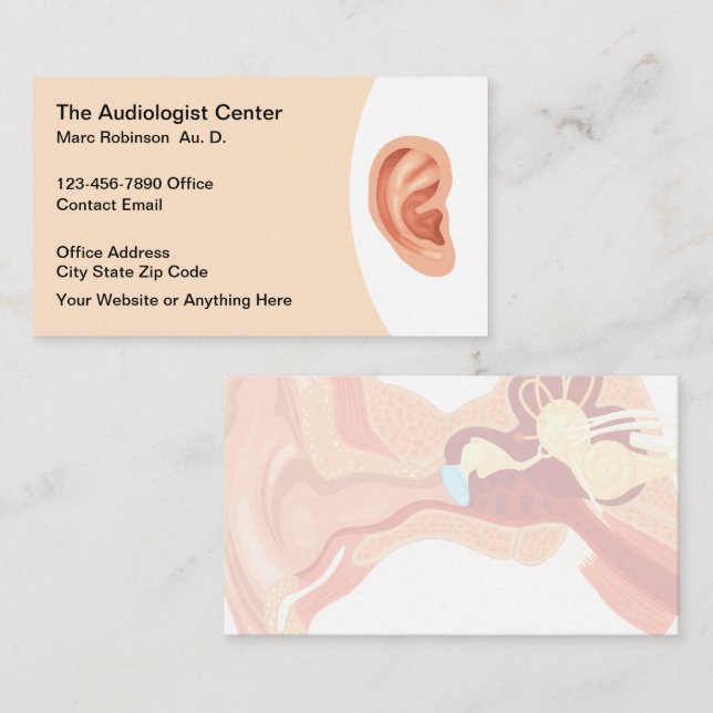 Audiologiste Et Cartes de visite Otolaryngologiste (Devant / Derrière)
