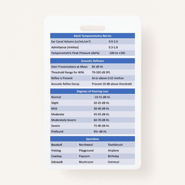 Audiology Badge Buddy/Reference Badge (Front)