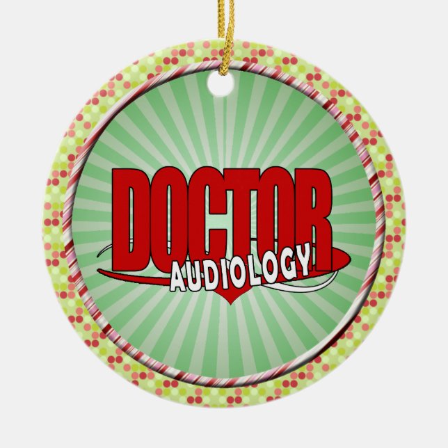 AUDIOLOGY  DOCTOR AUDIOLOGIST BIG RED LOGO CERAMIC ORNAMENT (Front)