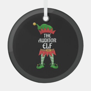Auditor Elf Family Matching Group Christmas Party Glass Ornament