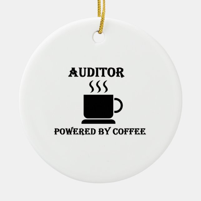 "Auditor" Powered by Coffee Ceramic Ornament (Front)