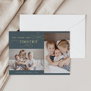 AUDREY Blue Foil Christmas Card Birth Announcement