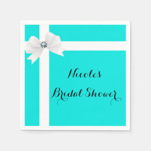 Audrey Blue & White Elegant Glam Diamond Bow Chic Napkin