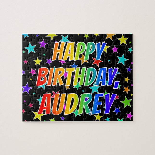 "AUDREY" First Name, Fun "HAPPY BIRTHDAY" Jigsaw Puzzle (Horizontal)