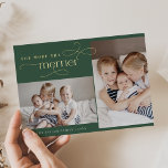 AUDREY Foil Christmas Card Birth Announcement<br><div class="desc">AUDREY Foil Christmas Card Birth Announcement.

Personalize the front of the card with 2 photos,  your family name and the year. Personalize the back with an optional holiday greeting or family news,  and your family name.</div>